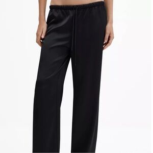 Mango Satin Effect Black Wide Leg Women's Pants